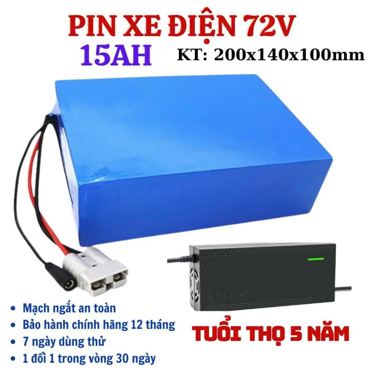 Pin Xe điện 72V 15AH Chính Hãng, giá rẻ